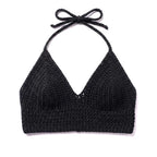 Side angle of crochet bikini top.