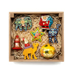 Hand-Painted Indian-Inspired Assorted Christmas Ornaments (Set of 5) - Madhues