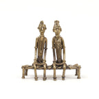 Handcrafted Dhokra Brass Tribal Couple on Charpai Figurine