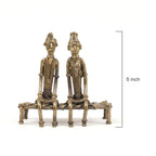 Handcrafted Dhokra Brass Tribal Couple on Charpai Figurine