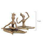 Handcrafted Dhokra Brass Seated Dancers Figurine Set
