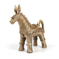 Bronze donkey figurine on a white background