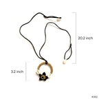 Seashell and Black Flower Pendant Necklace - Madhues