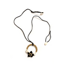 Seashell and Black Flower Pendant Necklace - Madhues