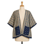 Blue Leaf Block Print Handmade Cotton Overcoat