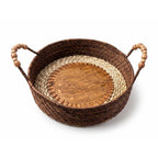Kashi Grass Handwoven Serving Tray with Beaded Handles