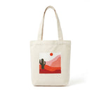 Desert Landscape Painted Canvas Tote Bag - Off-White