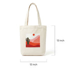 Desert Landscape Painted Canvas Tote Bag - Off-White