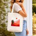 Desert Landscape Painted Canvas Tote Bag - Off-White