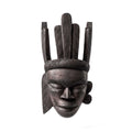 Artisan Gamari Wood Mask with Five-Pronged Crested Crown