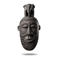 Hand-Carved Gamari Wood Mask with Guardian Elephant Totem