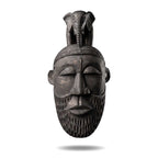 Hand-Carved Gamari Wood Mask with Guardian Elephant Totem