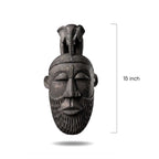 Hand-Carved Gamari Wood Mask with Guardian Elephant Totem