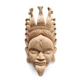 Hand-Carved Gamari Wood Mask with Ajna Eye and Ornate Crown