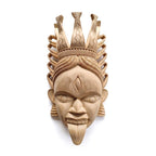 Hand-Carved Gamari Wood Mask with Ajna Eye and Ornate Crown