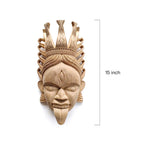 Hand-Carved Gamari Wood Mask with Ajna Eye and Ornate Crown