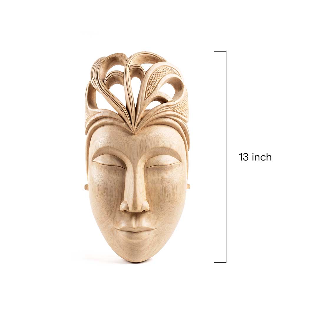 Hand-Carved Gamari Wood Mask with Ornate Scalloped Crest