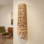 Handmade Gamari Wood Mask with Six-Tiered Narrative Headdress