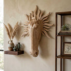 Hand-Carved Gamari Wood Horse Spirit Mask with Radiant Mane