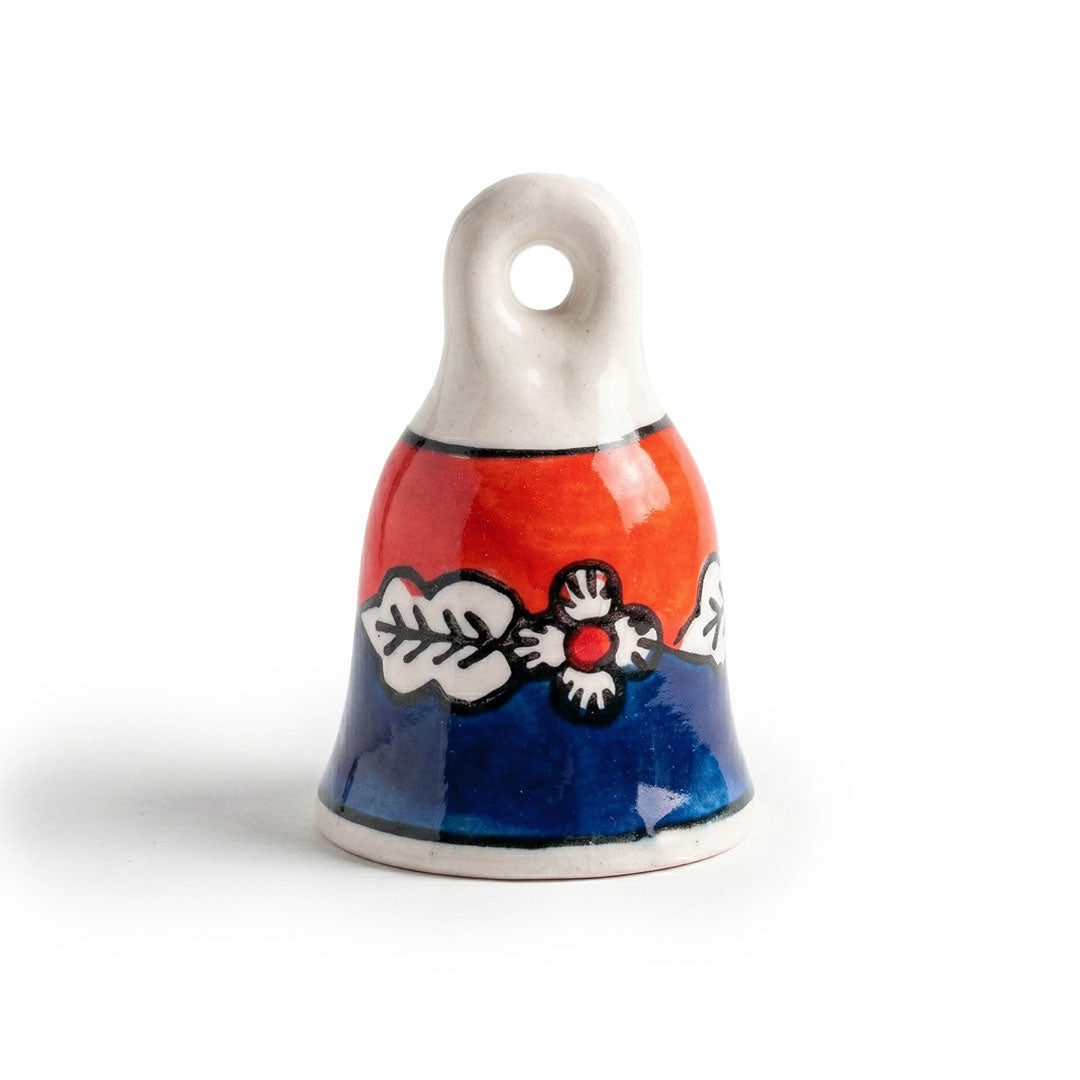 Assorted Hand-Painted Blue Pottery Bell Set of 5
