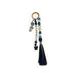 Deepali Custom Evil Eye Bag Charm with Owl & Navy Tassel