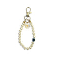 Pearl and Daisy Evil Eye Bag Charm with Gold Accents