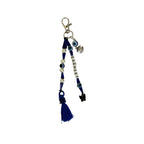 Custom Evil Eye Bag Charm with Pearls and Blue Tassel