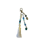 Butterfly and Evil Eye Beaded Bag Charm with Silk Tassel
