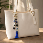 Handmade Evil Eye Tassel Charm with Heart Beads & Butterfly