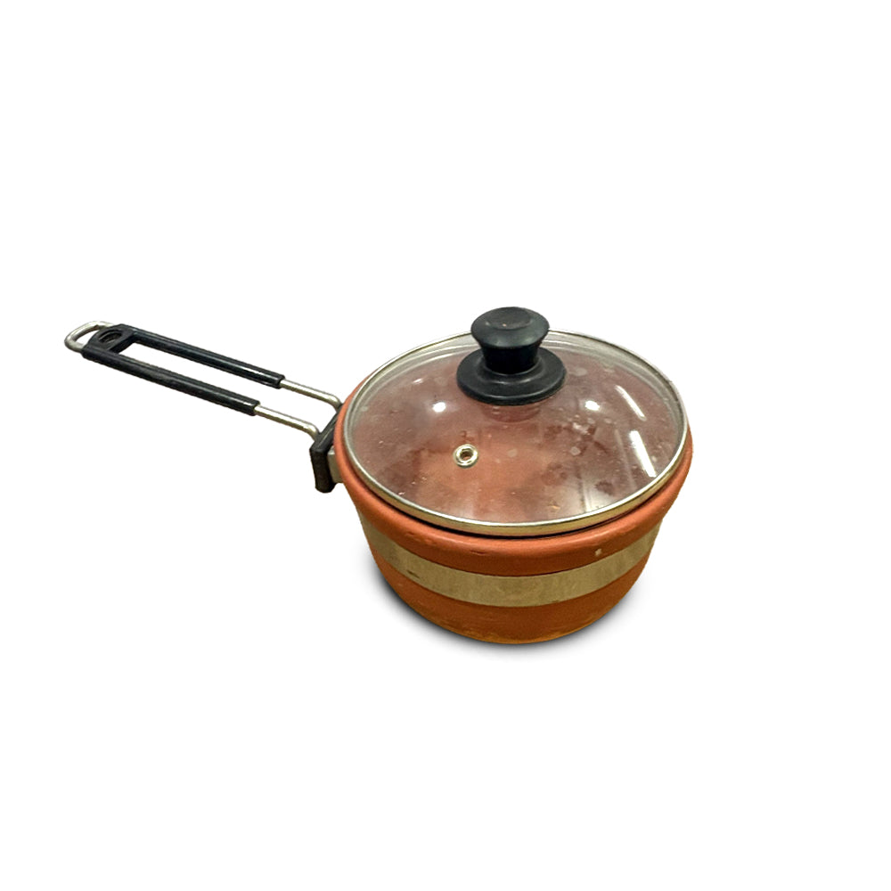 Pokhran Terracotta Saucepan with Glass Lid and Handle