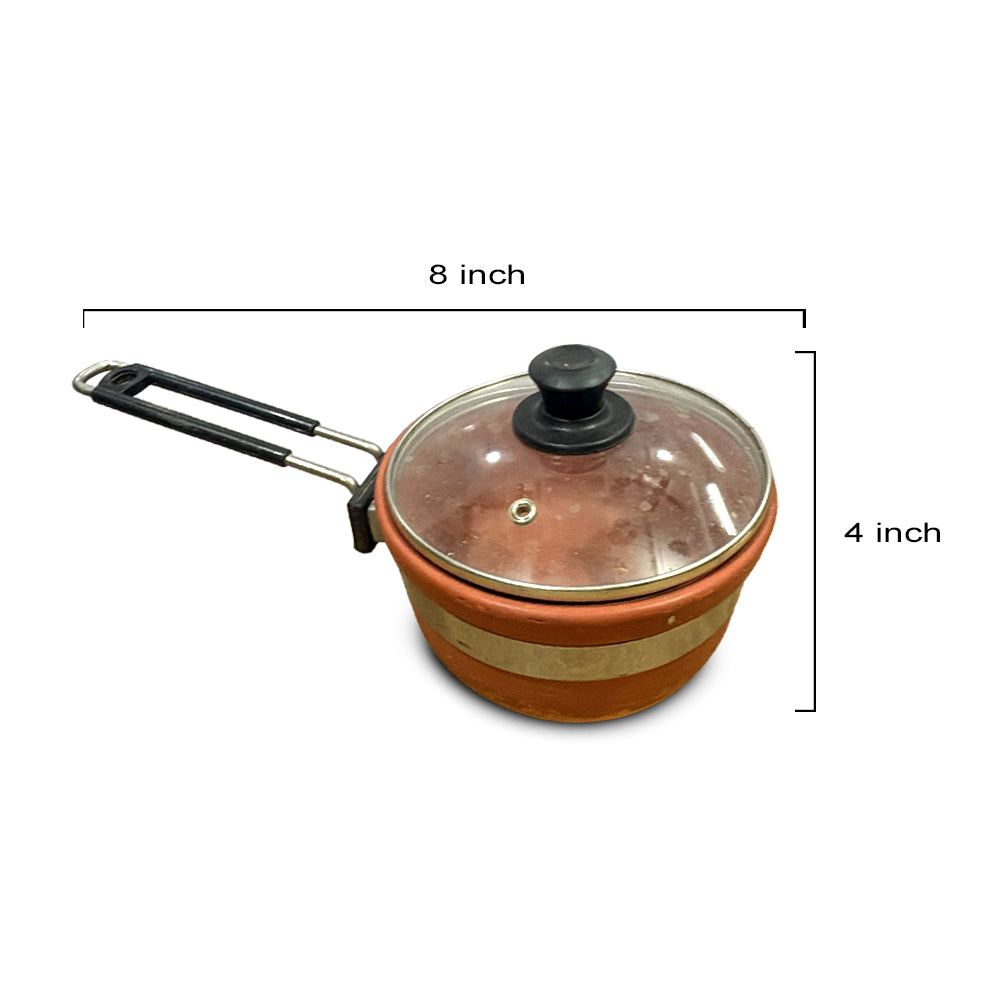 Pokhran Terracotta Saucepan with Glass Lid and Handle