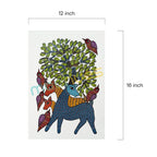 Gond Art: Deer and Birds Tribal Painting on Paper