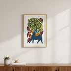 Gond Art: Deer and Birds Tribal Painting on Paper