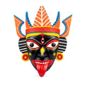 Traditional Gamari Wood Goddess Mask with Vibrant Headdress