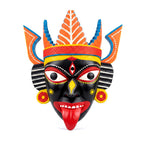 Traditional Gamari Wood Goddess Mask with Vibrant Headdress