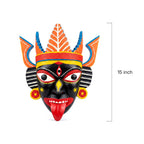 Traditional Gamari Wood Goddess Mask with Vibrant Headdress