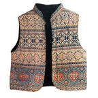 Handmade Ajrakh Block Print Reversible Quilted Cotton Vest