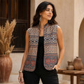 Handmade Ajrakh Block Print Reversible Quilted Cotton Vest