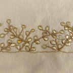 Gota Patti-Embroidered Cream Travel Pouch - Gold Vine Pattern