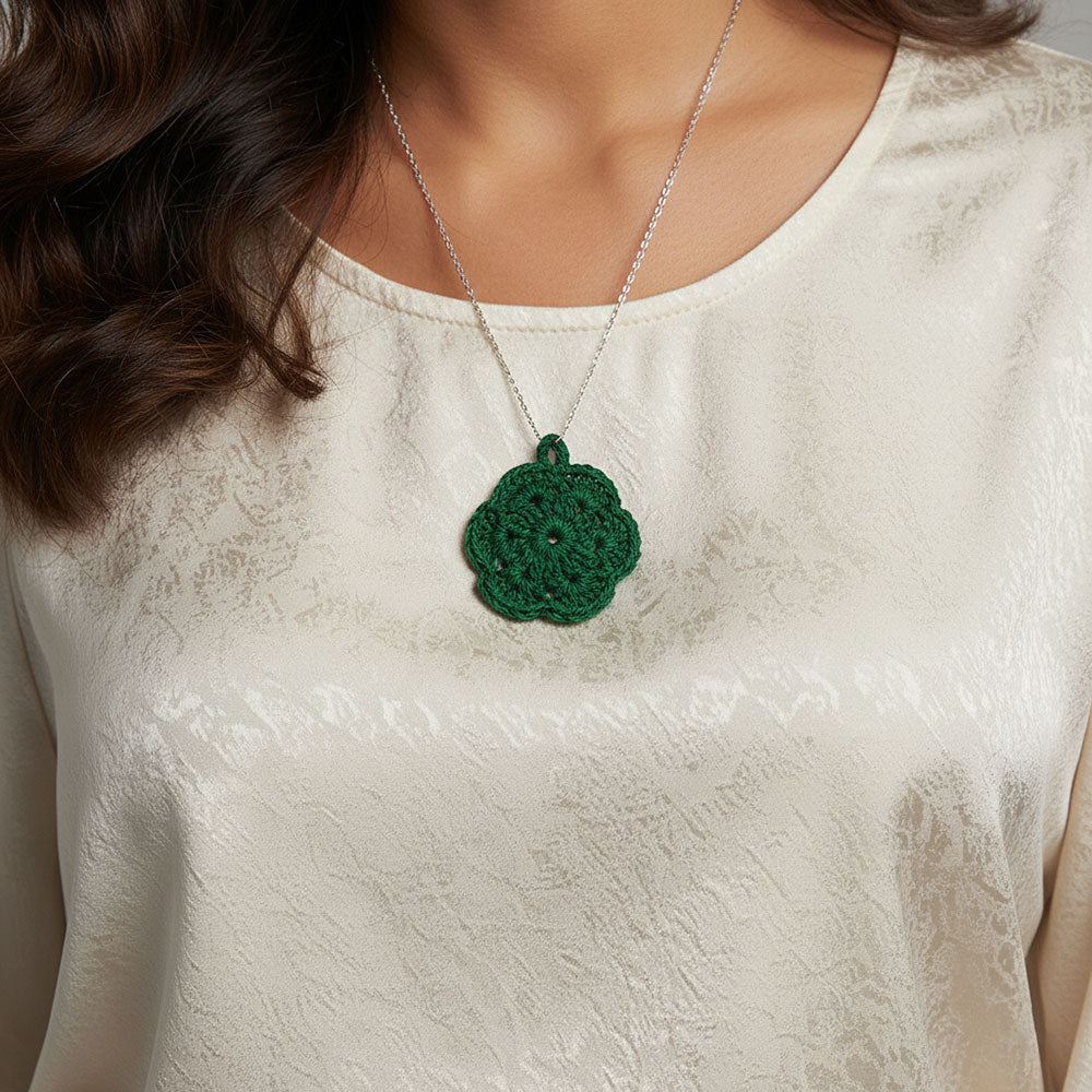 Emerald Elegance Hand-Knitted Crochet Locket
