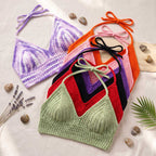 Close up detail of crochet stitching.