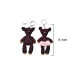 Handmade Crochet Brown Bear Couple Keychain Plushies