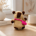 Handmade Crochet Capybara Plushie with Pink Bag