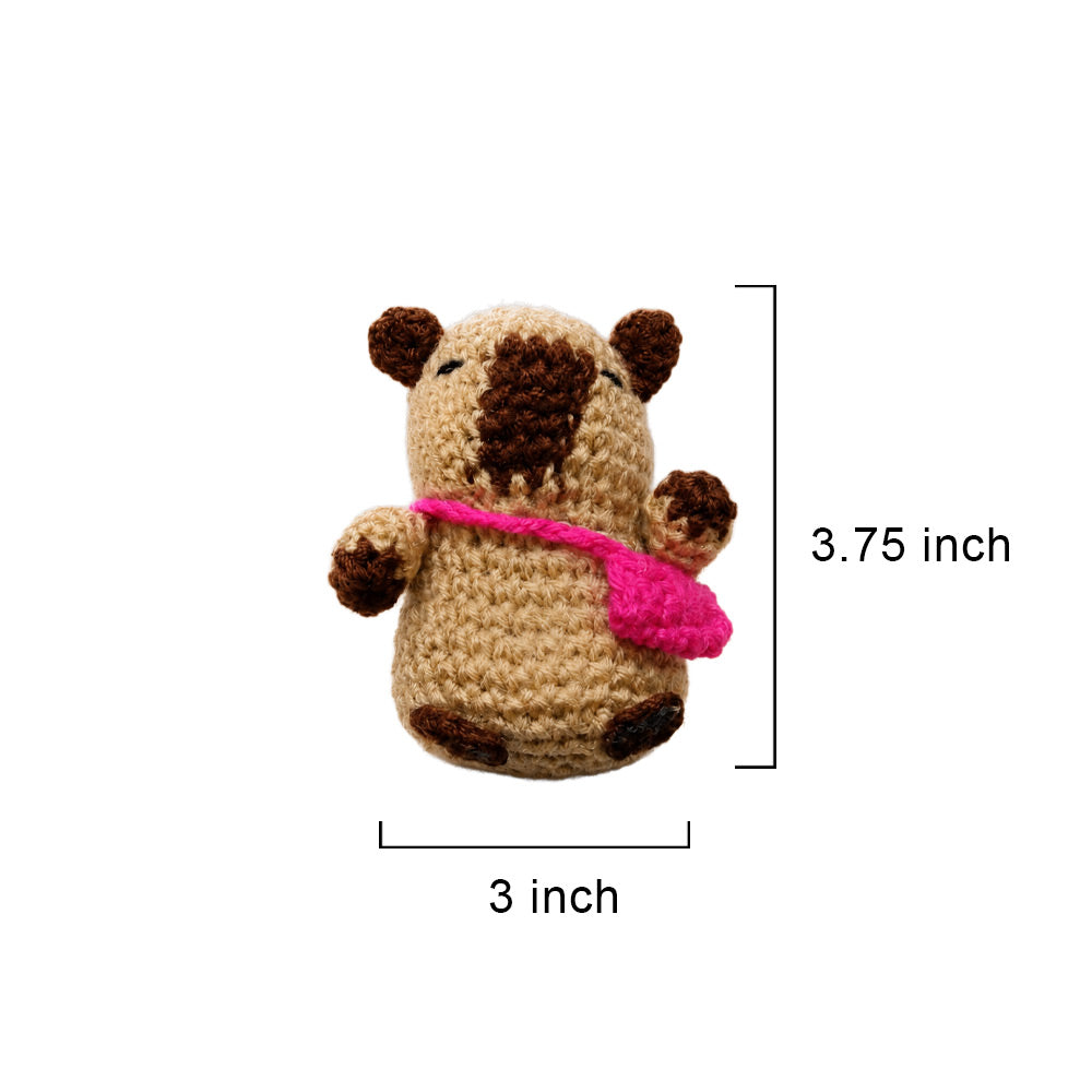 Handmade Crochet Capybara Plushie with Pink Bag