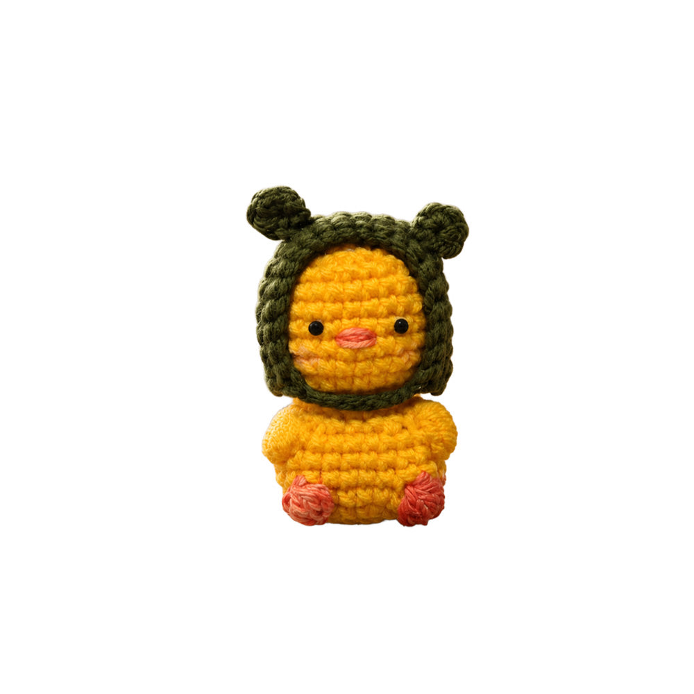 Handmade Crochet Yellow Duckling Plushie in Green Hat