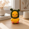 Handmade Crochet Yellow Duckling Plushie in Green Hat