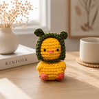 Handmade Crochet Yellow Duckling Plushie in Green Hat