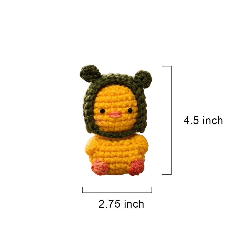 Handmade Crochet Yellow Duckling Plushie in Green Hat