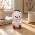 Handmade Crochet Chick Plushie with Peach Fruit Hat