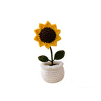 Handmade Crochet Sunflower Plushie in White Pot